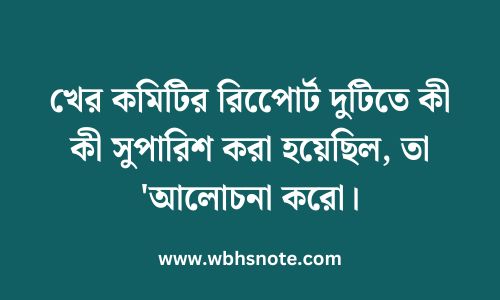 খের কমিটির রিপোের্ট দুটিতে কী কী সুপারিশ করা হয়েছিল, তা 'আলোচনা করো