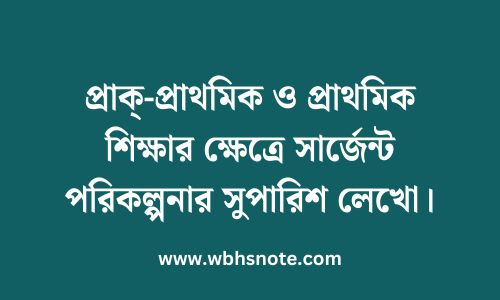 প্রাক্-প্রাথমিক ও প্রাথমিক শিক্ষার ক্ষেত্রে সার্জেন্ট পরিকল্পনার সুপারিশ লেখো