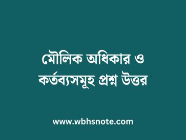 মৌলিক অধিকার ও কর্তব্যসমূহ প্রশ্ন উত্তর