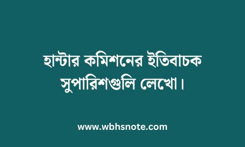 হান্টার কমিশনের ইতিবাচক সুপারিশগুলি লেখো
