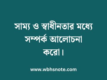 সাম্য ও স্বাধীনতার মধ্যে সম্পর্ক আলোচনা করো
